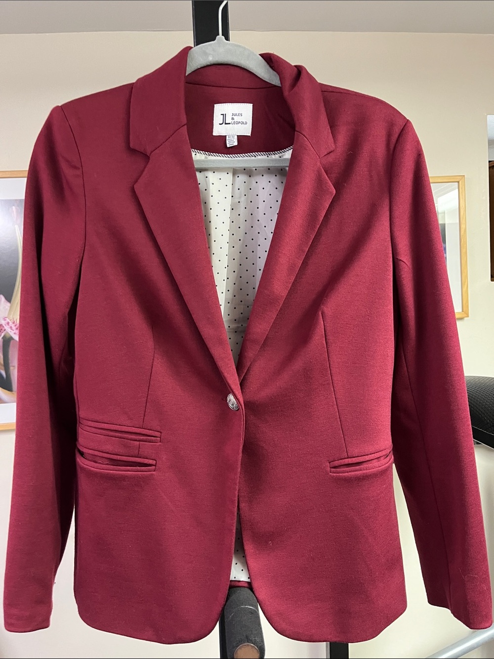Jules & Leopold Wine-Red Single-Button Blazer